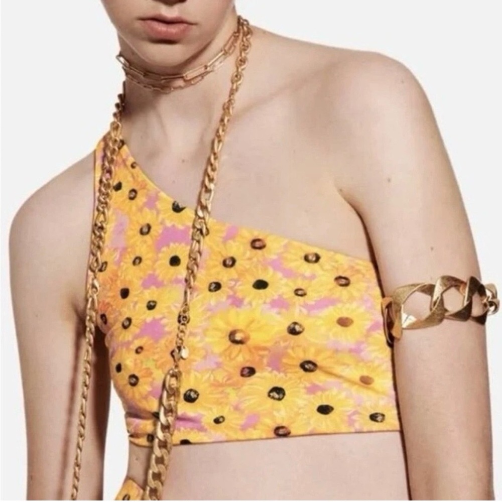 Zara Sunflower Yellow Asymmetrical Bikini Top